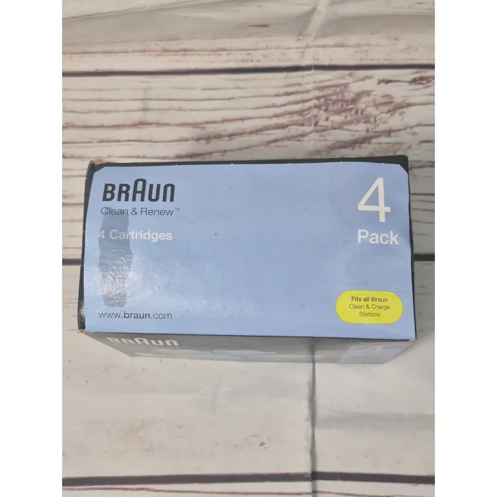 Genuine Braun Shaving Station Clean & Renew Refill Cartridges 4 Pack Lemon-Fresh